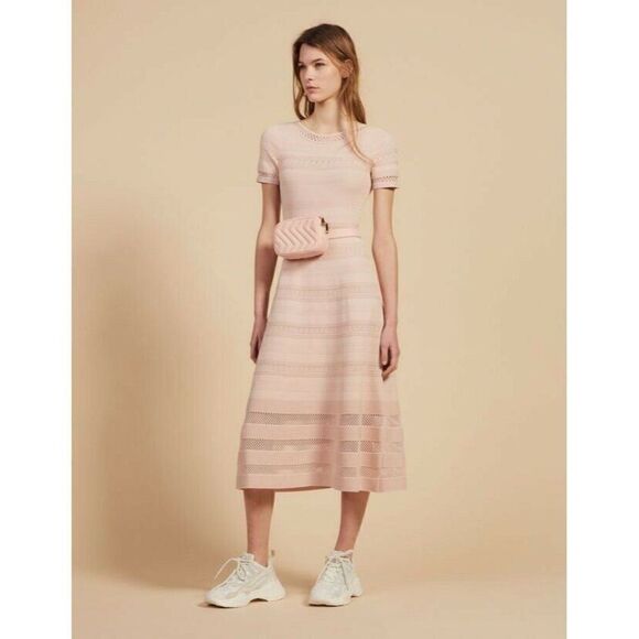 NWT SANDRO PARIS ROSELLE DRESS IN ROSE PINK - Picture 1 of 4